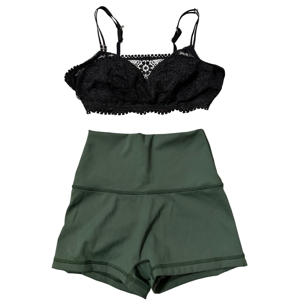 Aerie Lace Bralette & OFFLINE High Rise Shorts Set Size S/34B
